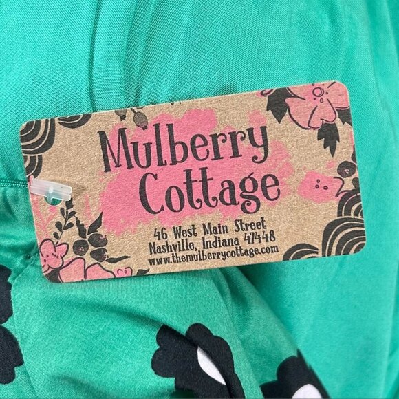 Tulip B NWT Green Rockabilly Daisy Floral 50's Cotton Swing Skirt Size S - Picture 7 of 14